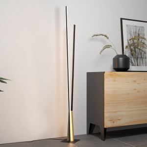 Lampada da terra nera in alluminio, Leintje, 12,8W, 3000K LED, con interruttore