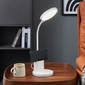 Lampada da tavolo bianca in plastica, Vinnie, 2,1W, bianco regolabile tra caldo e freddo LED, dimmer in 3 fasi