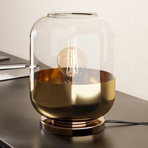 Lampada da tavolo dorata in vetro, Jeanny, con interruttore