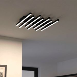 Plafoniera nera in alluminio, Iona, 25,6W, bianco regolabile tra caldo e freddo LED, dimmer in 3 fasi