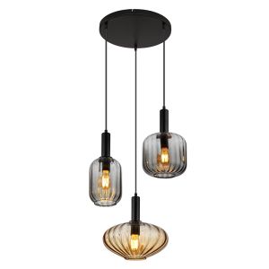 Lampada a sospensione per tavolo da pranzo nera in vetro, Marjolein