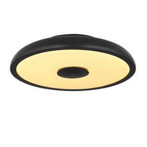 Plafoniera nera in plastica, Musica, 18W, colore regolabile LED, IP44, con telecomando