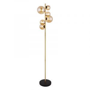 Lampada da terra ambrata in vetro, Melinda, con interruttore