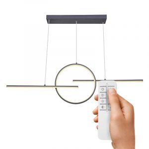 Lampada a sospensione antracite metallo, Wieger, 50W, bianco regolabile tra caldo e freddo LED, con telecomando