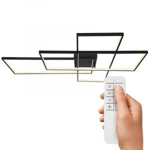 Plafoniera nera in plastica, Terri, 100W, bianco regolabile tra caldo e freddo LED, con telecomando