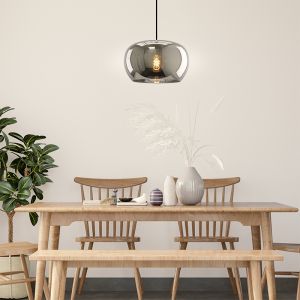 Lampade a sospensione per tavolo da pranzo grigia design, Vidro