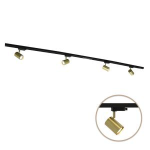2M sistema di illuminazione a binario monofasico ottone + 4 Elena faretti a binario