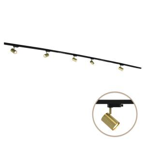 3M sistema di illuminazione a binario monofasico ottone + 5 Elena faretti a binario