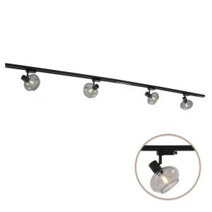 2M sistema di illuminazione a binario monofasico nero + 4 Skip faretti a binario