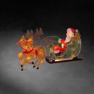Babbo Natale Con La Siluetta Della Finestra Di Slitta E Renne