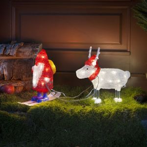 Figura di natale 3d rossa in acrilico, Kerstman en rendier, 2W, 4000K LED, IP44