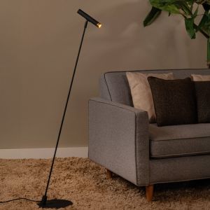 Lampada da terra moderna nera, Alec, con interruttore