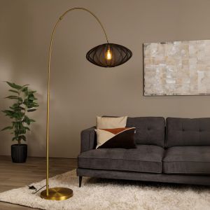 Lampada da terra moderna nera, Corina, con interruttore