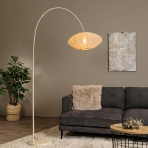 Lampada da terra moderna beige, Corina, con interruttore