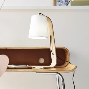 Lampada da tavolo in legno bianca, Nordic, con interruttore