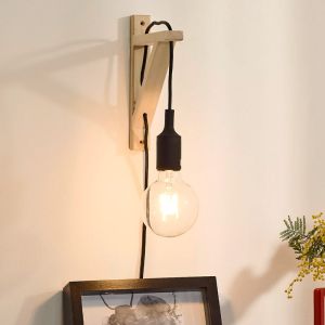 Applique da parete in legno nera, Fix, con interruttore