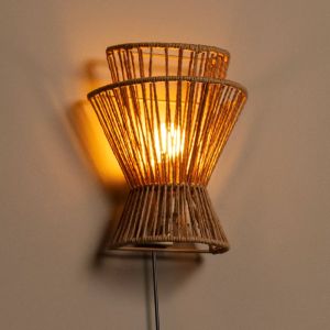 Applique da parete in rattan marrone, Tasman, con interruttore