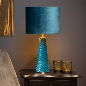 Lampada da tavolo retrò blu, Extravaganza Velvet, con interruttore