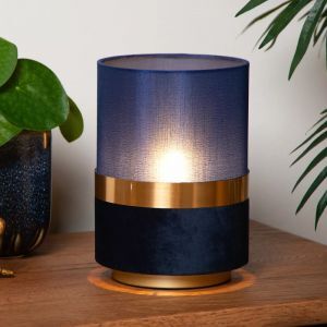 Lampada da tavolo retrò blu, Tusse, con interruttore