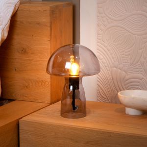 Lampada da tavolo moderna grigia, Fungo, con interruttore