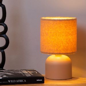 Lampada da tavolo vintage gialla, Woolly, con interruttore