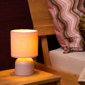 Lampada da tavolo vintage rosa, Woolly, con interruttore