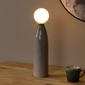 Lampada da tavolo in ceramica grigia, Figaro, con interruttore