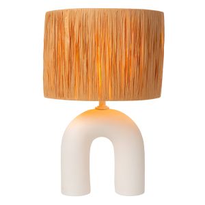 Lampada da tavolo in rattan marrone, Ronda, con interruttore