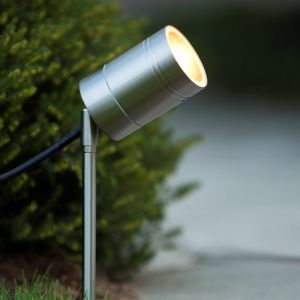 Faretto da giardino moderno cromato, Arne, IP44