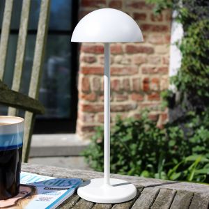 Lampada da tavolo da esterno retrò bianca, Joy, 1,5W, 3000K LED, IP54, controllo touch