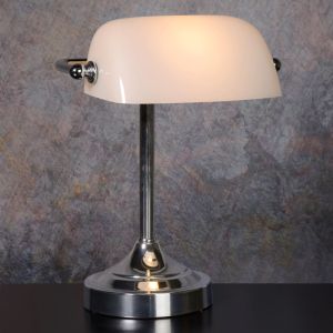 Lampada da scrivania classica bianca, Banker, con interruttore