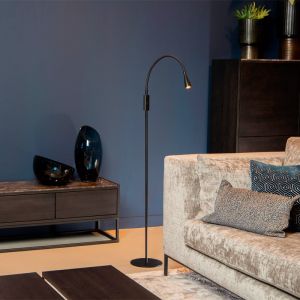 Piantana da lettura da terra moderna nera, Zozy, 3W, 3000K LED, dimmer in 3 fasi