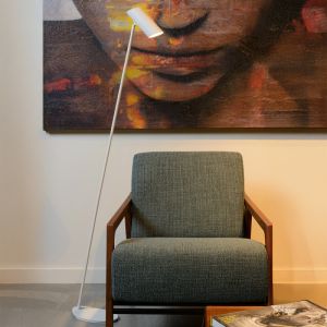 Lampada da terra moderna bianca, Hester, con interruttore