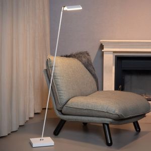 Piantana da lettura da terra moderna bianca, Aaron, 12W, 2700K LED, controllo touch