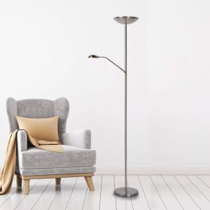 Piantana da lettura da terra moderna cromata, Zenith, 20W, 3000K LED