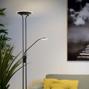 Piantana da lettura da terra moderna nera, Champion, 20W, 3000K LED