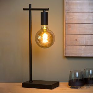 Lampada da tavolo moderna nera, Leanne, con interruttore