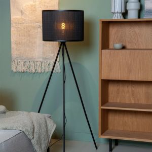 Lampada da terra treppiede in bambù nera, Tagalog, con interruttore