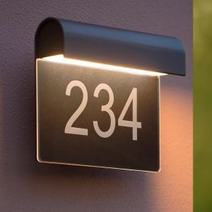 Numero civico illuminato moderno nero, Thesi, 6W, 3000K LED, IP54