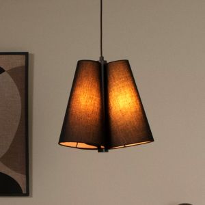 Lampada a sospensione nera in tessuto, Gregory