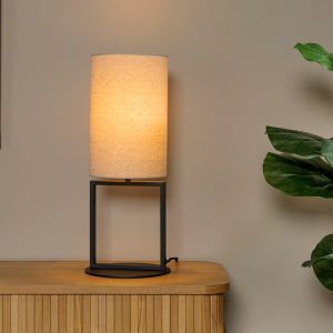 Lampada da tavolo rustica beige, Herman, con interruttore