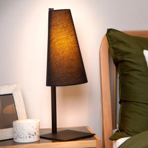 Lampada da tavolo nera in tessuto, Gregory, con interruttore