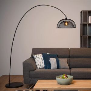 Lampada ad arco moderna nera, Mesh, con interruttore