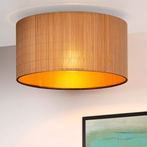 Plafoniera in rattan marrone, Magius
