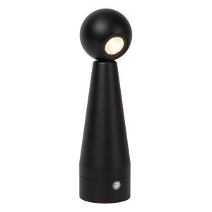 Lampada da tavolo ricaricabile moderna nera, Ipsos, 3W, dim to warm LED, controllo touch