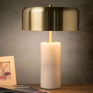 Lampada da tavolo in marmo dorata, Mirasol, con interruttore
