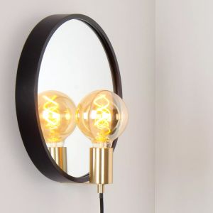 Lampada per specchio rustica nera, Reflex, con interruttore