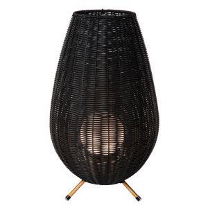Lampada da tavolo da esterno rustica nera, Colin, 3W, 3000K LED, IP44, dimmer in 3 fasi
