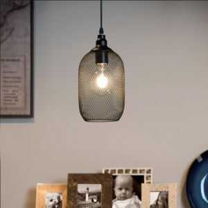 Lampada a sospensione retrò nera, Mesh