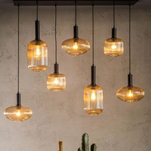 Lampada a sospensione retrò ambrata, Maloto